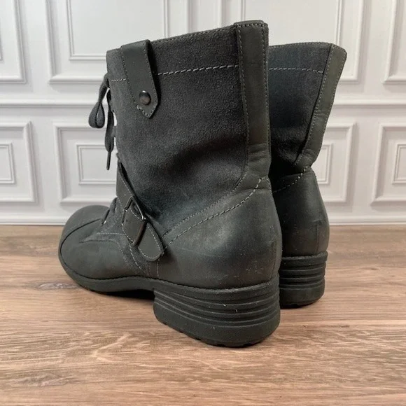 ABEO Verity Leather Combat/Moto Boots Lace Up Buckle Accent EUC Gray Size 9.5N - Picture 6 of 16